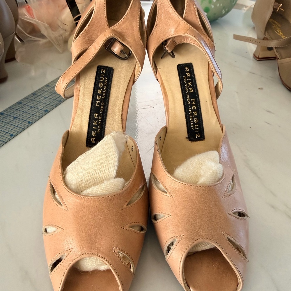 Ballroom dance Women's Tan Leather Sandals